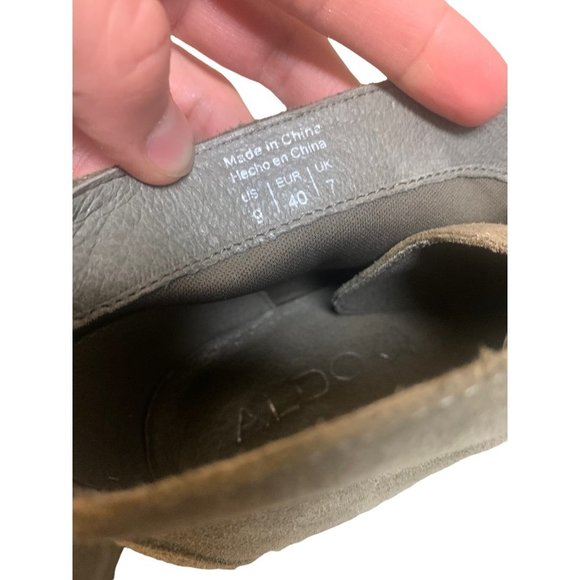 -ALDO Tan Suede Lace Up/Tie Up Almond Toe Block Heel Bootie-Size 7 - Picture 15 of 15